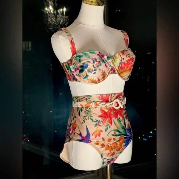 🆕 ZIMMERMANN 🧿NWOT Tropicana Balconette Bikini Top, High Cut Bottom Sz 4 US10 - Picture 6 of 16